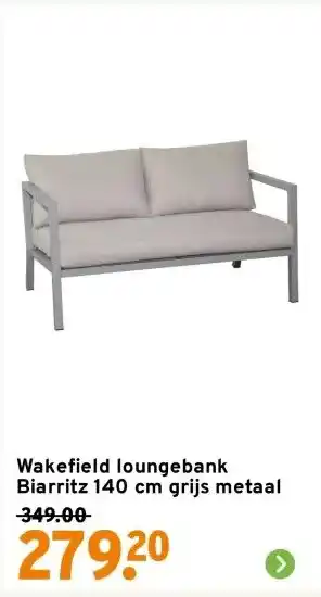 GAMMA Wakefield loungebank Biarritz 140 cm grijs metaal aanbieding