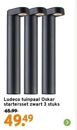 GAMMA Ludeco tuinpaal Oskar startersset zwart 3 stuks aanbieding