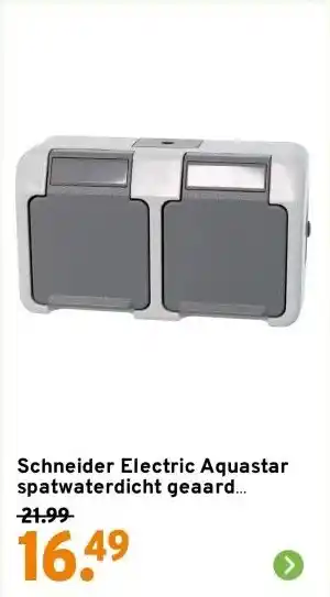 GAMMA Schneider Electric Aquastar spatwaterdicht geaard stopcontact dubbel horizontaal aanbieding