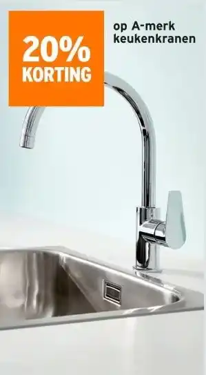 GAMMA 20% KORTING op A-merk keukenkranen aanbieding