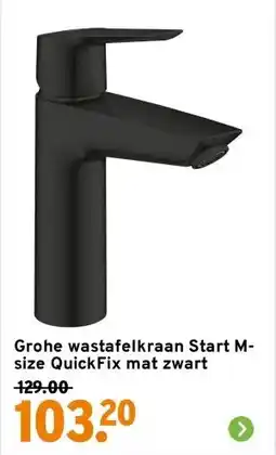 GAMMA Grohe wastafelkraan Start M-size QuickFix mat zwart aanbieding