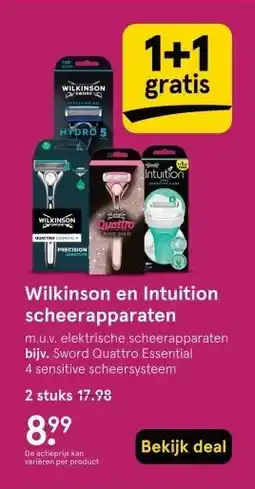 Etos Wilkinson en Intuition scheerapparaten aanbieding