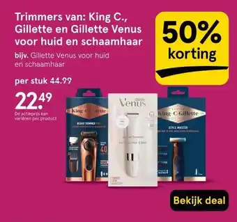 Etos Trimmers van: King C., Gillette en Gillette Venus voor huid en schaamhaar aanbieding