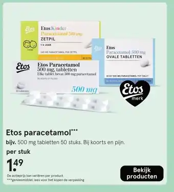 Etos Etos paracetamol*** aanbieding
