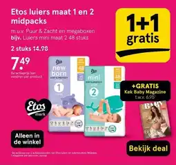 Etos Etos luiers maat 1 en 2 midpacks aanbieding