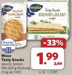 Combi Wasa Tasty Snacks aanbieding