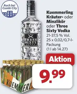 Combi Kuemmerling Kräuter- oder Minzlikör oder Three Sixty Vodka aanbieding