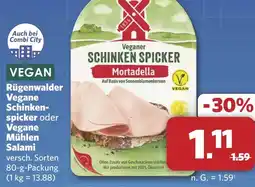 Combi VEGAN Rügenwalder Vegane Schinken- spicker oder Vegane Mühlen Salami aanbieding