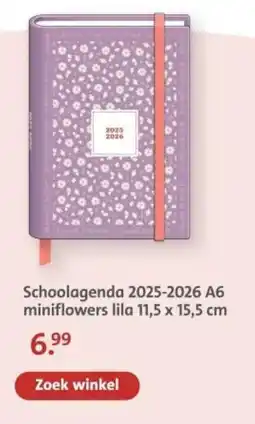 Bruna Schoolagenda 2025-2026 A6 miniflowers lila aanbieding
