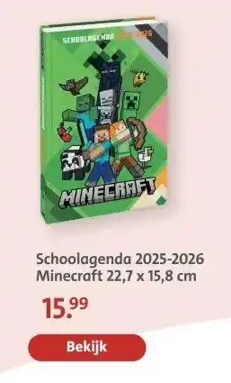 Bruna Schoolagenda 2025-2026 Minecraft 22,7 x 15,8 cm aanbieding