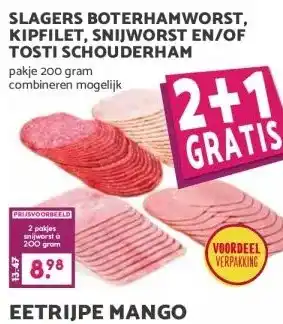 Boon`s Markt SLAGERS BOTERHAMWORST, KIPFILET, SNIJWORST EN/OF TOSTI SCHOUDERHAM aanbieding