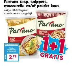 Boon`s Markt Parrano rasp, snippers. mozzarella en/of poeder kaas aanbieding
