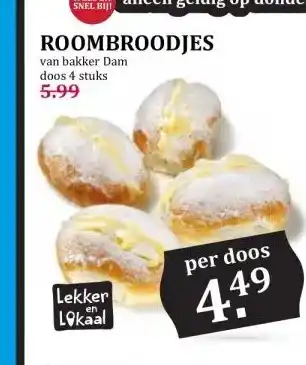 Boon`s Markt ROOMBROODJES aanbieding