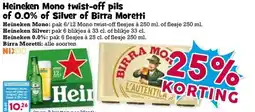 Boon`s Markt Heineken Mono twist-off pils of 0.0% of Silver of Birra Moretti aanbieding