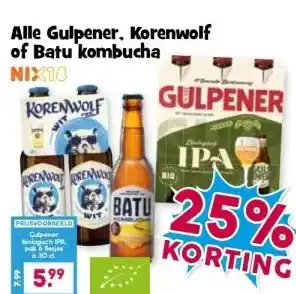 Boon`s Markt Alle Gulpener, Korenwolf of Batu kombucha aanbieding