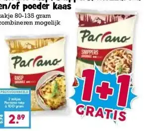 Boon`s Markt Parrano rasp, snippers, mozzarella en/of poeder kaas aanbieding