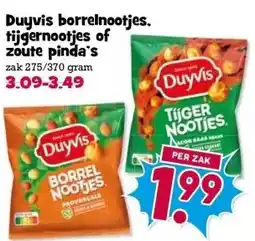 Boon`s Markt Duyvis borrelnootjes. tijgernootjes of zoute pinda's aanbieding