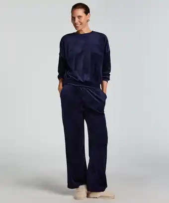 Hunkemoller Hunkemöller Velours pyjamabroek Blauw aanbieding