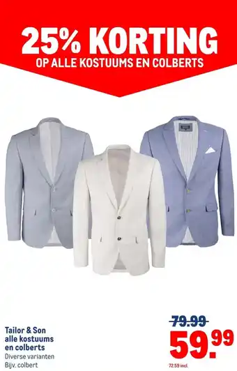 Makro Tailor & Son alle kostuums en colberts aanbieding