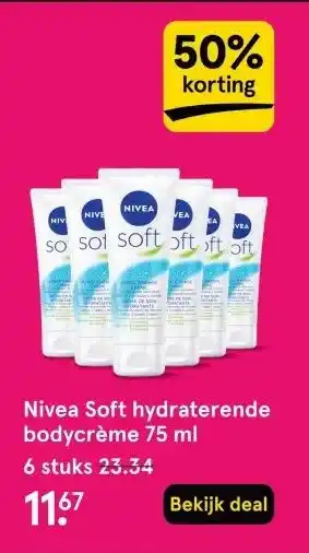 Etos Nivea Soft hydraterende bodycrème 75 ml aanbieding