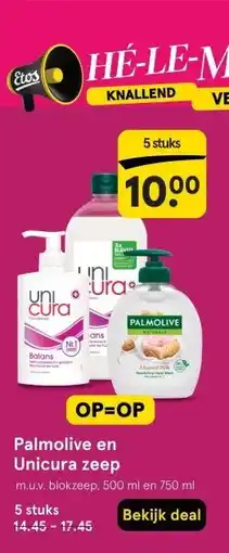 Etos Palmolive en Unicura zeep aanbieding