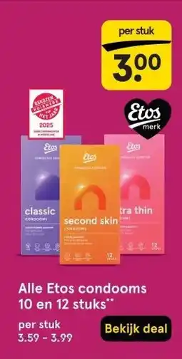 Etos Alle Etos condooms 10 en 12 stuks** aanbieding
