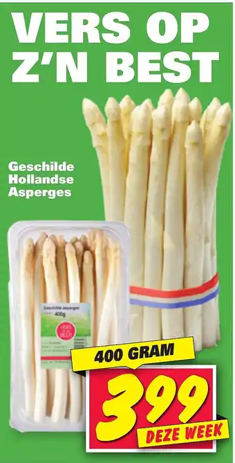 Nettorama Geschilde hollandse asperges 400 gram aanbieding