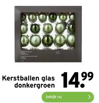 GAMMA Kerstballen glas donkergroen aanbieding