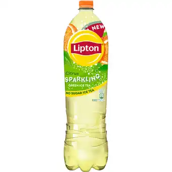 Jumbo Lipton Ice Tea Sparkling Green Citrus No Sugar 1,5 L aanbieding