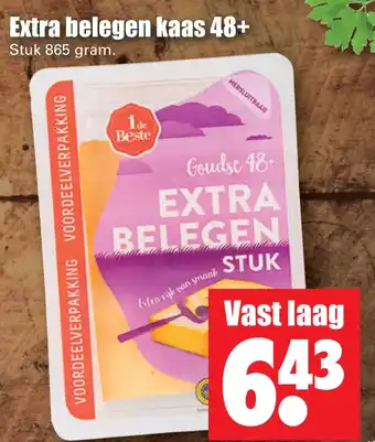 Dirk Extra belegen kaas 48+ Stuk 865 gram. aanbieding