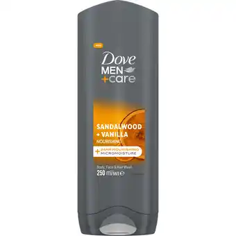 Jumbo Dove Men+Care 3-in-1 Douchegel Sandalwood + Vanilla 250 ml aanbieding