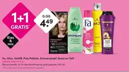 DA Fa, Gliss, Got2B, Poly Palette, Schwarzkopf, Syoss en Taft Gehele assortiment aanbieding
