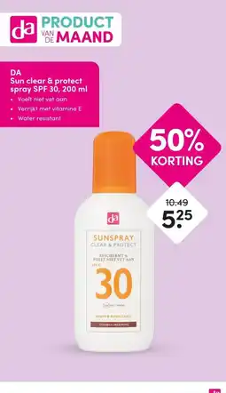DA DA Sun clear & protect spray SPF 30, 200 ml aanbieding