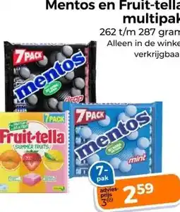 Trekpleister Mentos en Fruit-tella multipak aanbieding
