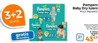 Trekpleister Pampers Baby Dry luiers M.u.v. big pack. aanbieding