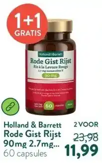 Holland & Barrett Rode Gist Rijst 90mg 2.7mg Monacoline K aanbieding