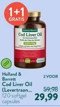 Holland & Barrett Cod Liver Oil (Levertraan) 1000mg aanbieding
