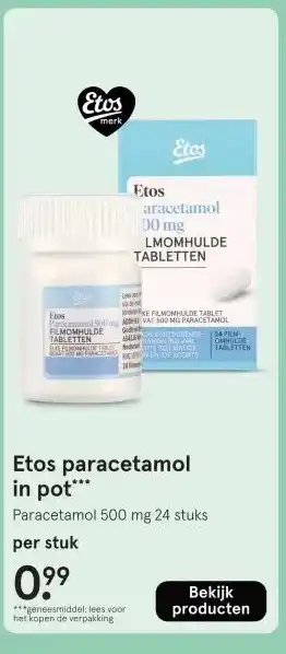 Etos Etos paracetamol in pot*** aanbieding