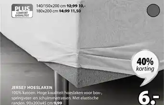 Jysk Jersey hoeslaken 40% Korting 90x200x45 cm aanbieding