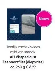 Albert Heijn AH Visspecialist Zeebaarsfilet (diepvries) aanbieding