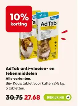 Pets Place AdTab anti vlooien en tekenmiddelen aanbieding