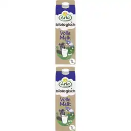 Albert Heijn Arla Biologisch volle melk 1L 2-pack aanbieding