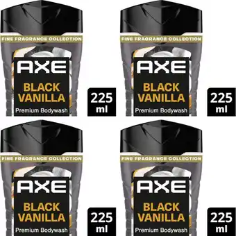 Albert Heijn Axe Black vanilla showergel 4-pack aanbieding