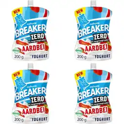 Albert Heijn Melkunie Breaker zero aardbei yoghurt 4-pack aanbieding