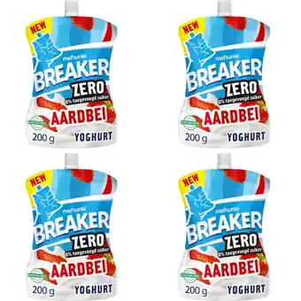 Albert Heijn Melkunie Breaker zero aardbei yoghurt 4-pack aanbieding