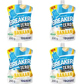 Albert Heijn Melkunie Breaker zero banaan yoghurt 4-pack aanbieding