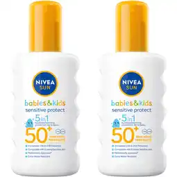 Albert Heijn Nivea Sun Babies&kids 5in1 spray spf50+ 2-pack aanbieding
