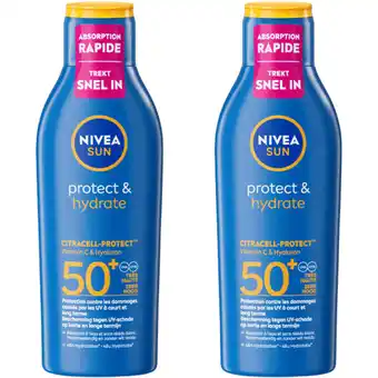 Albert Heijn Nivea Sun Protect hydrate zonnemelk spf50+ 2-pack aanbieding
