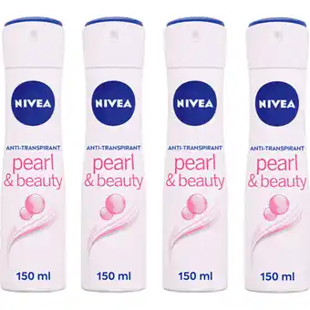 Albert Heijn NIVEA Pearl & beauty anti trans spray 4-pack aanbieding