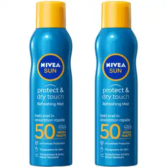 Albert Heijn Nivea Sun Protect & dry touch pray spf50 2-pack aanbieding